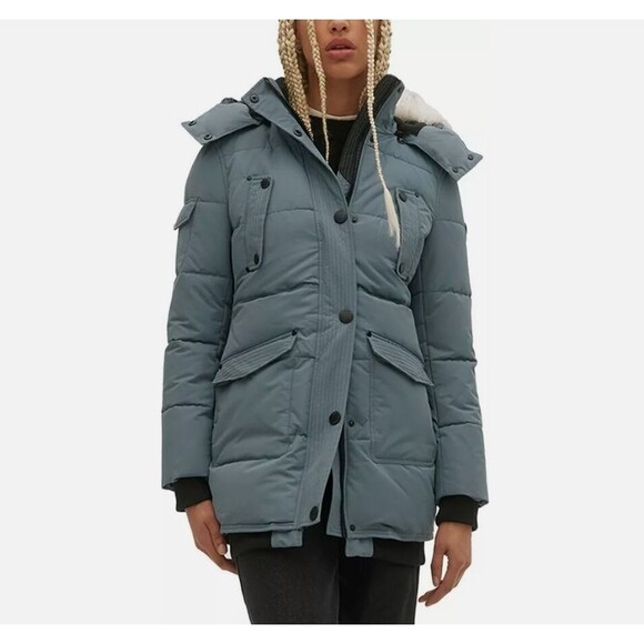 Noize Astrid Mid Length Parka Vegan Cruelty-Free Size Small Seaport Green - Picture 1 of 16